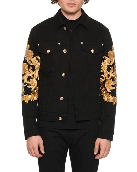 versace motorcycle jacket mens|Versace denim jacket men.